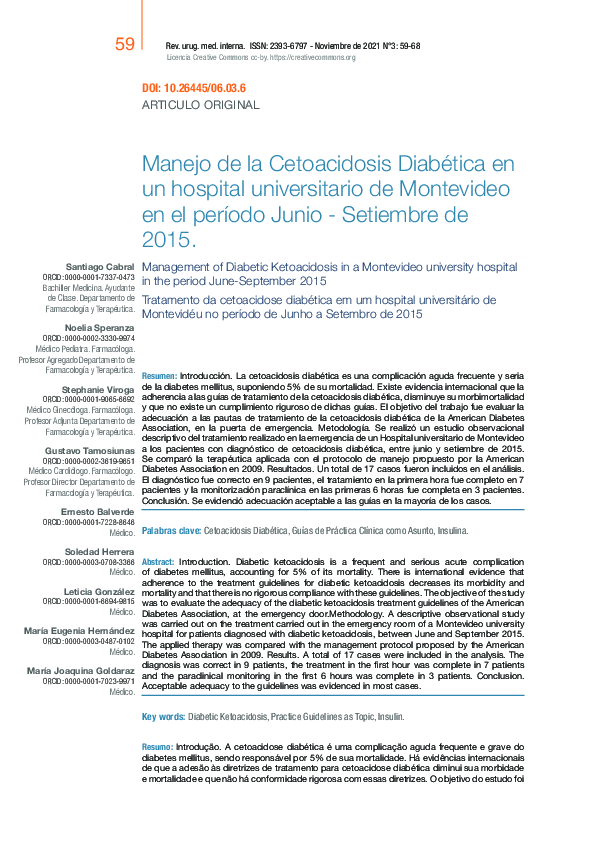 (PDF) Manejo de la Cetoacidosis Diabética en un hospital universitario