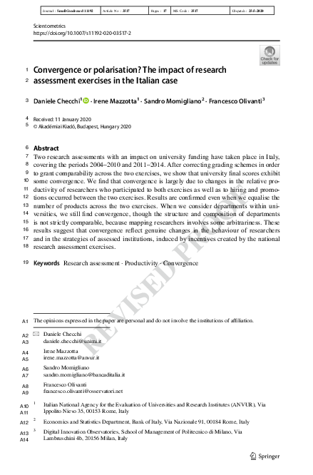 (PDF) Convergence or polarisation? The impact of research assessment ...