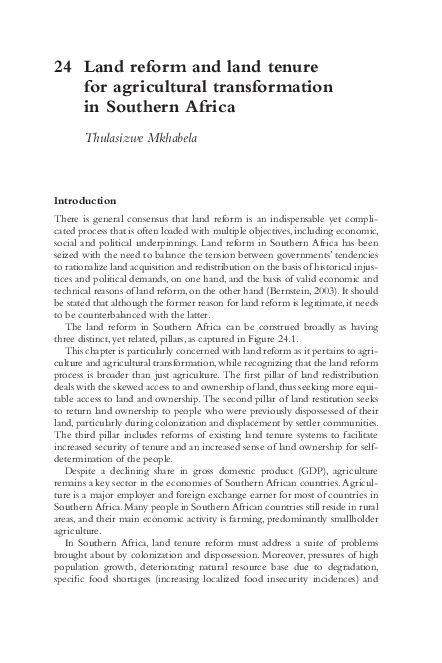 (PDF) Land reform and land tenure for agricultural transformation in ...