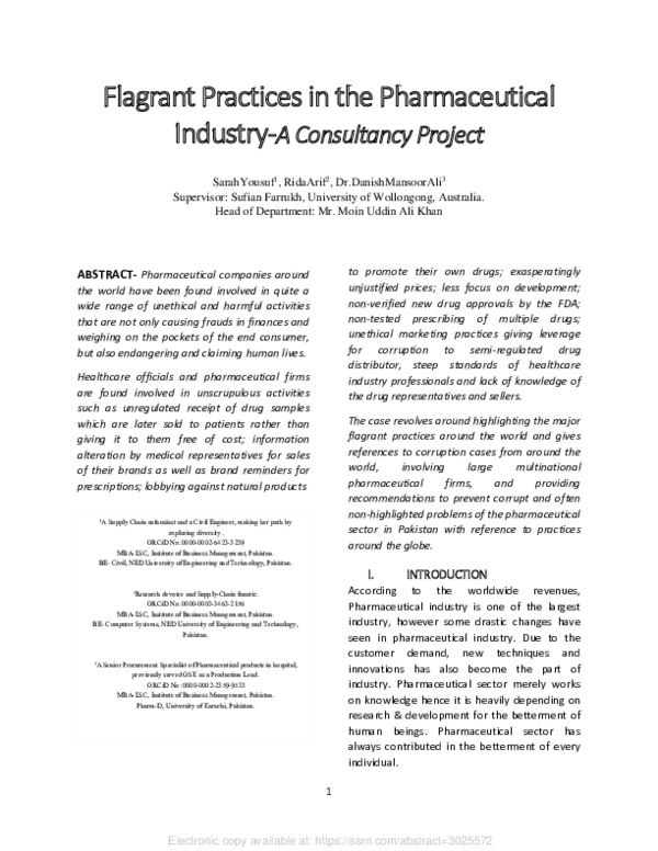 (PDF) Flagrant Practices in the Pharmaceutical Industry A Consultancy ...