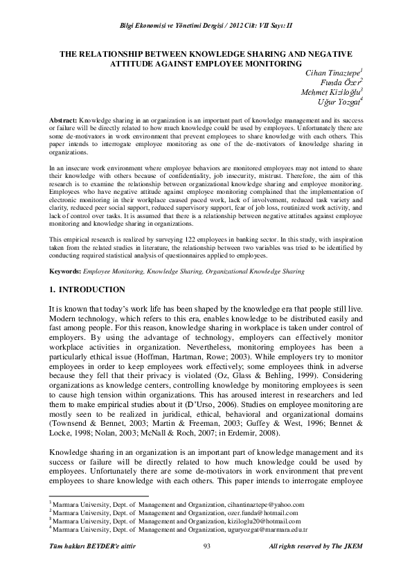 (PDF) The Relationship Between Knowledge Sharing and Negative Attitude ...