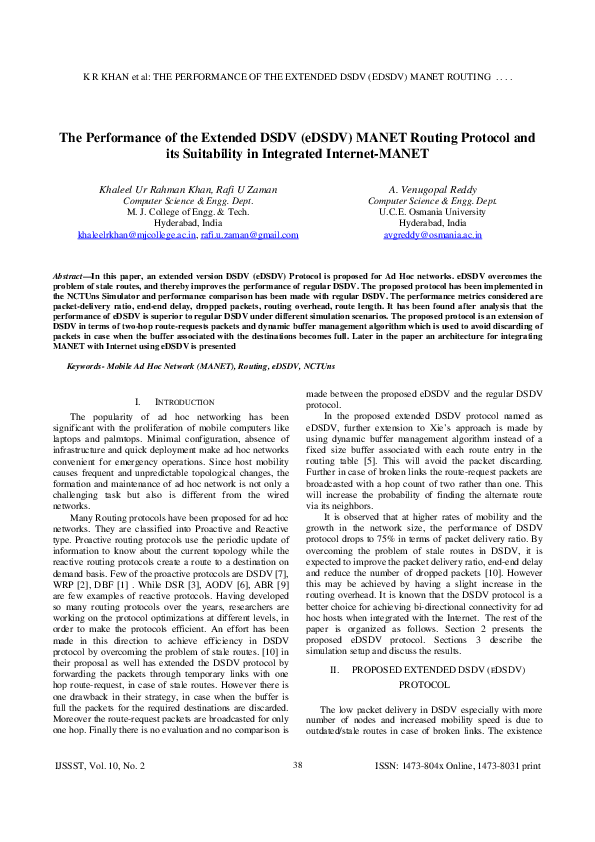 (PDF) K R KHAN et al: THE PERFORMANCE OF THE EXTENDED DSDV (EDSDV ...