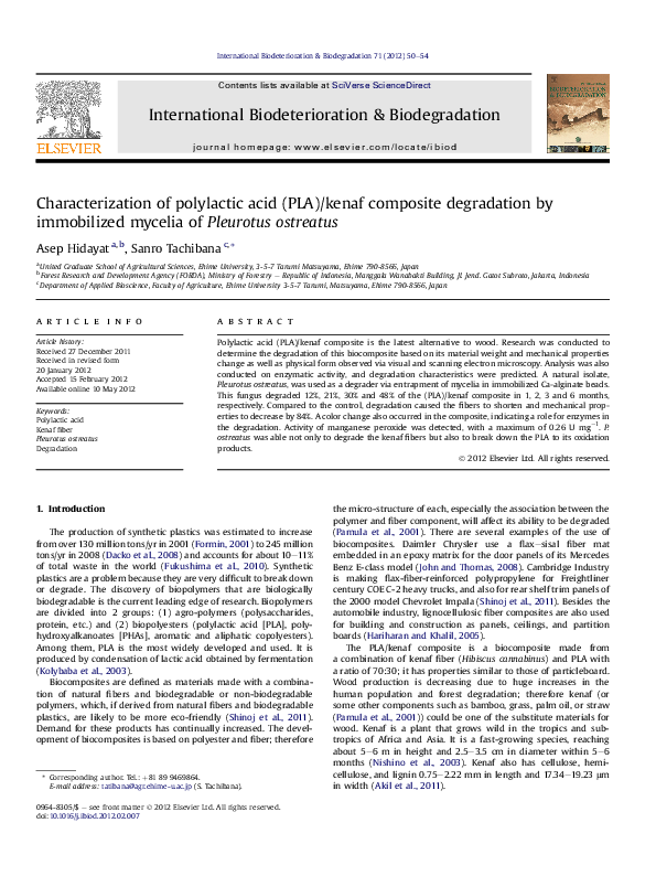 (PDF) Characterization of polylactic acid (PLA)/kenaf composite ...