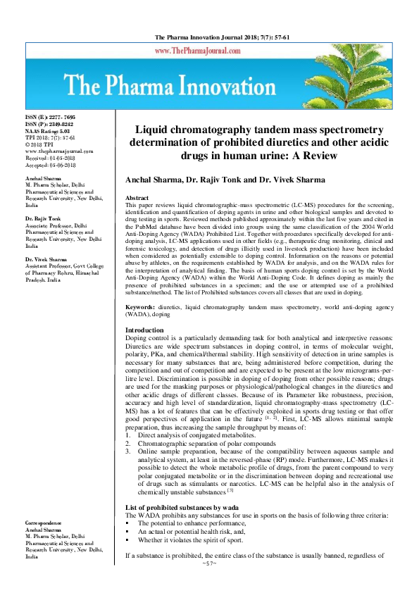(PDF) Liquid chromatography tandem mass spectrometry determination of ...