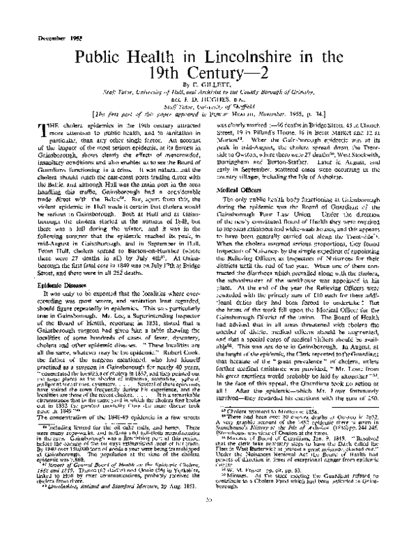 (PDF) Public Health in Lincolnshire in the 19th Century 2