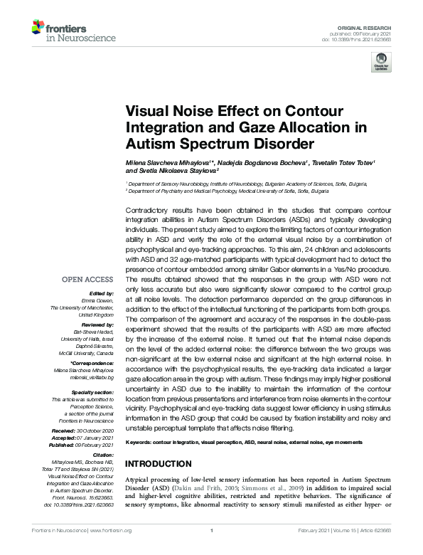 (PDF) Visual Noise Effect on Contour Integration and Gaze Allocation in ...
