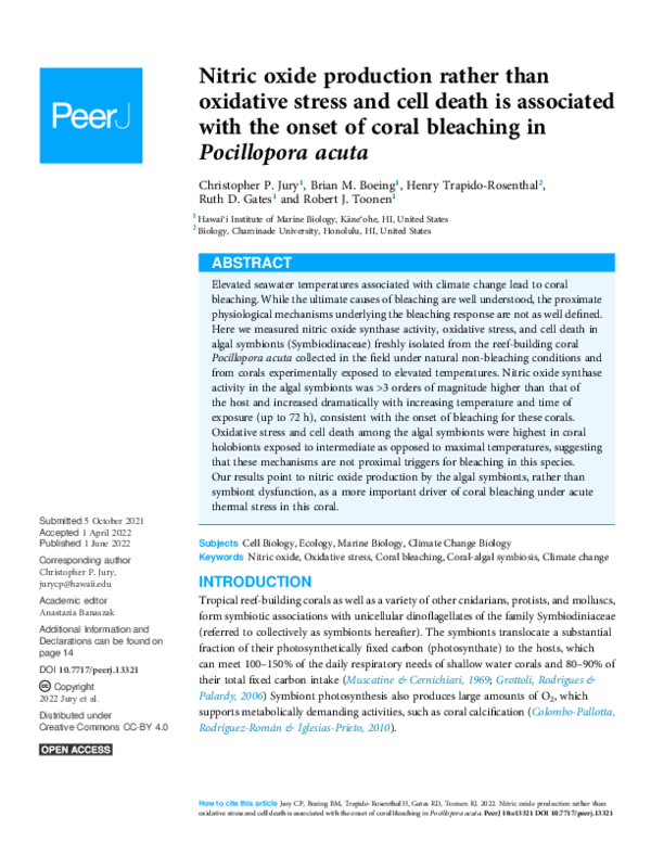 (PDF) Nitric oxide production rather than oxidative stress and cell ...