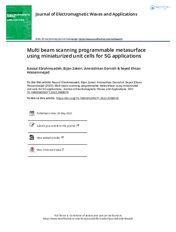 (PDF) Multi beam scanning programmable metasurface using miniaturized ...