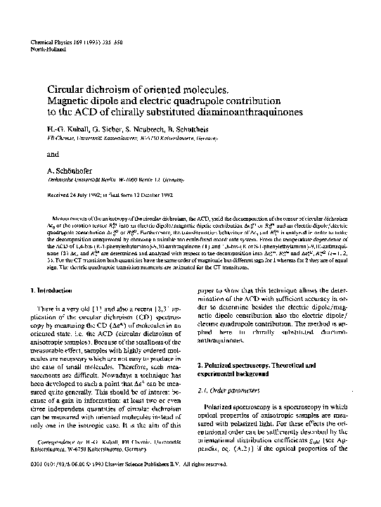 (PDF) Circular dichroism of oriented molecules. Magnetic dipole and ...
