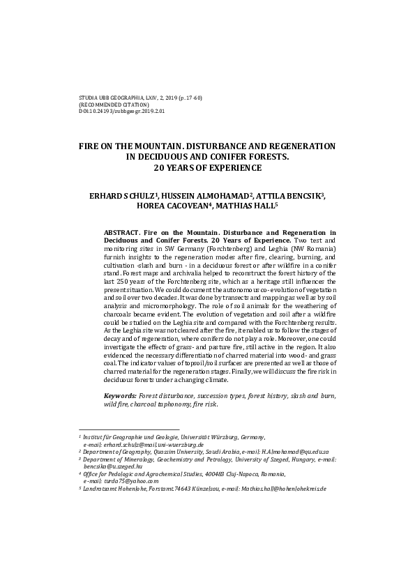 (PDF) Fire on the Mountain. Disturbance and Regeneration in Deciduous ...