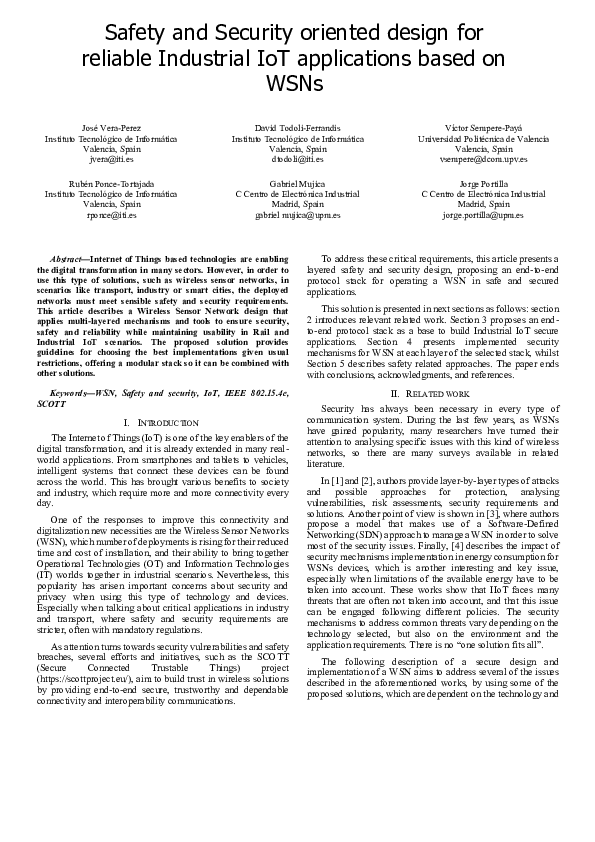 (PDF) Safety and Security oriented design for reliable Industrial IoT ...