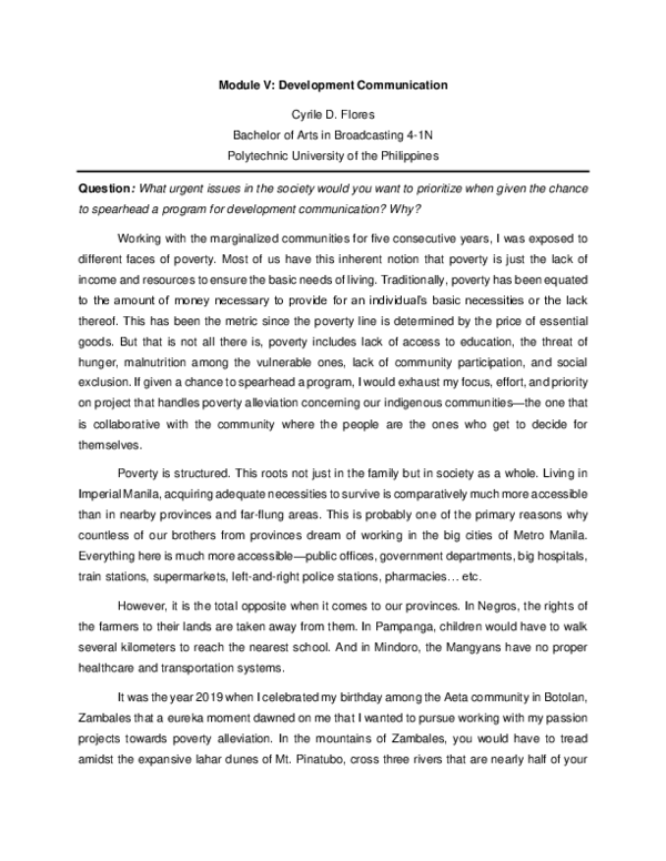 (PDF) Module V: Development Communication