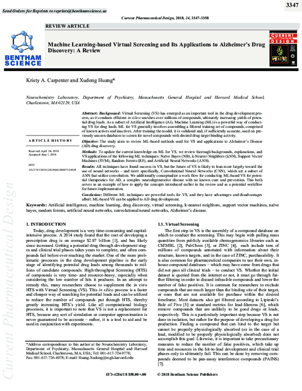 (PDF) Machine Learning-based Virtual Screening and Its Applications to ...