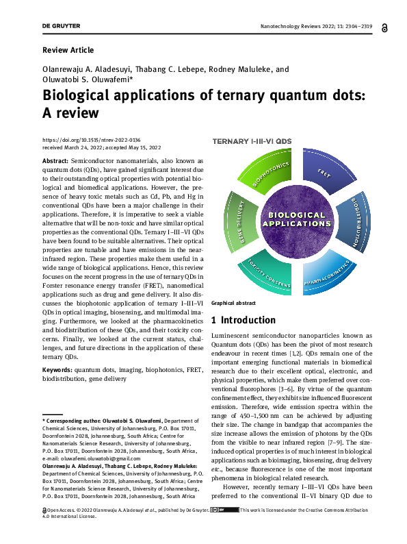 (PDF) Biological applications of ternary quantum dots: A review
