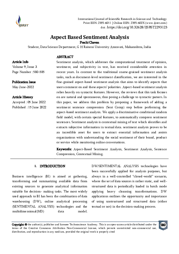 (PDF) Aspect Based Sentiment Analysis