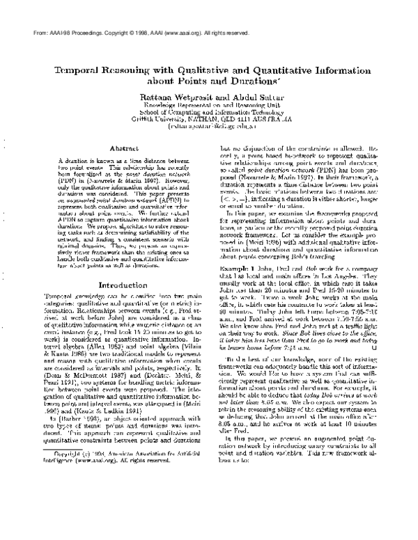 (PDF) Temporal Reasoning With Qualitative and Quantitative Information ...