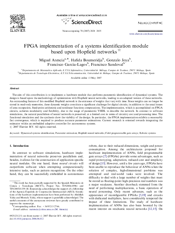 (PDF) FPGA implementation of a systems identification module based upon ...