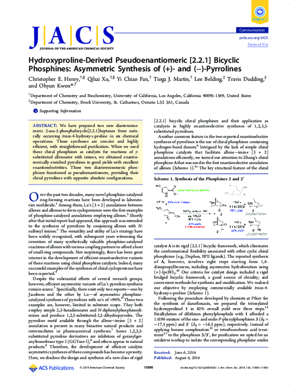 (PDF) Hydroxyproline-Derived Pseudoenantiomeric [2.2.1] Bicyclic ...