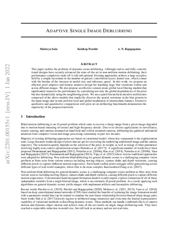 (PDF) Adaptive Single Image Deblurring