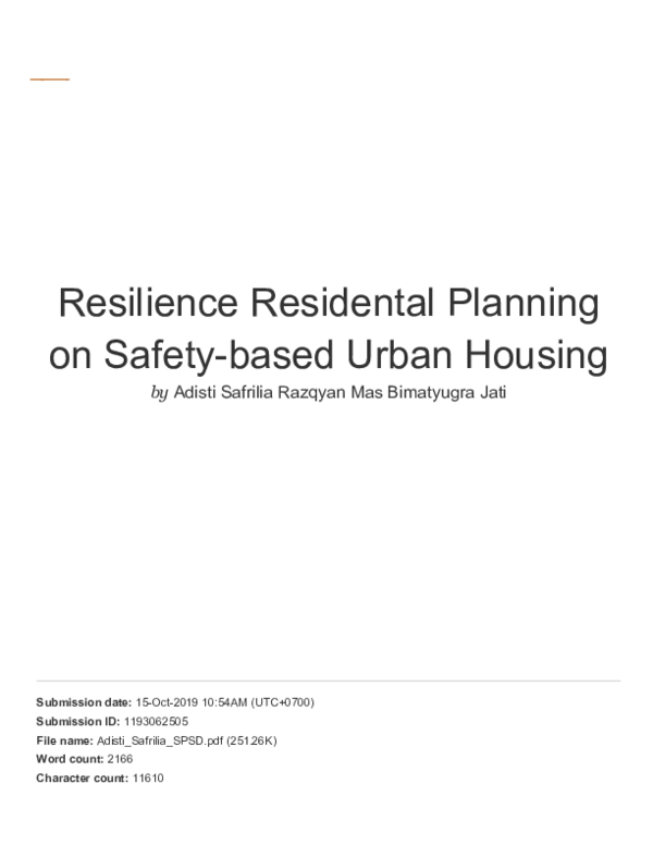 (PDF) Resilience Residental Planning on Safetybased Urban Housing