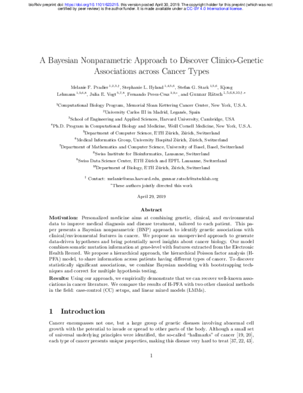 (PDF) A Bayesian Nonparametric Approach to Discover Clinico-Genetic ...