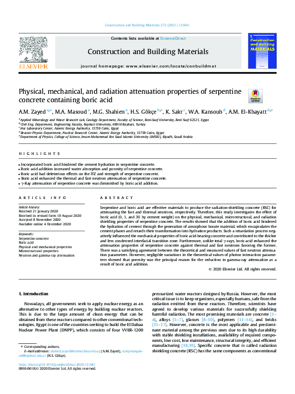 (PDF) Physical, mechanical, and radiation attenuation properties of