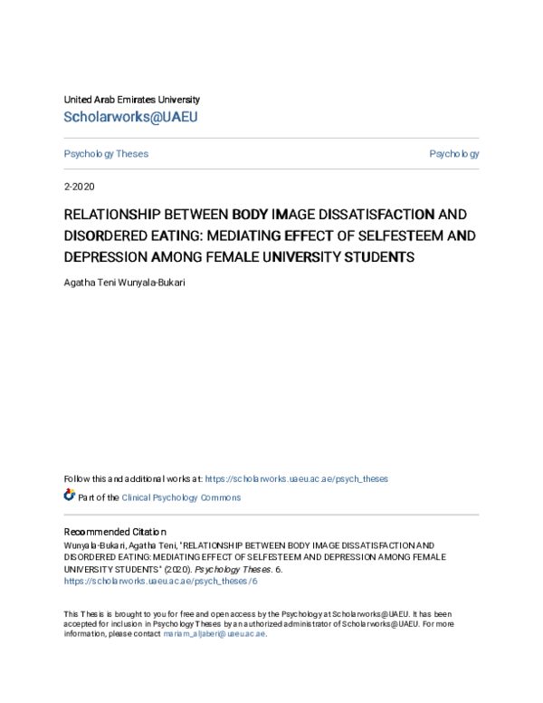 (PDF) Relationship Between Body Image Dissatisfaction and Disordered ...