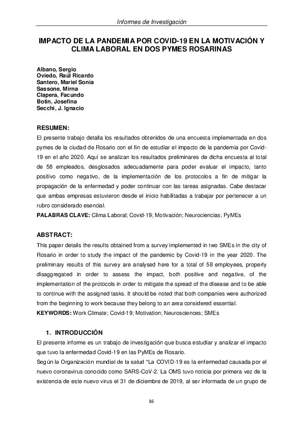 (PDF) Impacto de la pandemia por Covid-19 en la motivación y clima ...