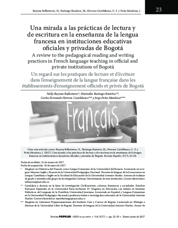(PDF) mirada a las prácticas de lectura y de escritura en la enseñanza ...