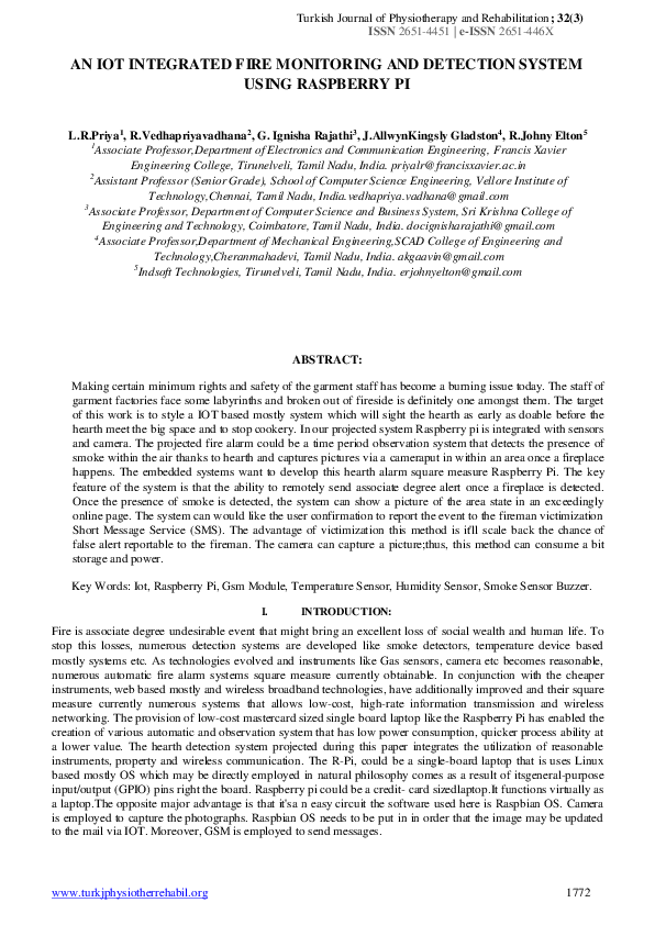 (PDF) An Iot Integrated Fire Monitoring and Detection System Using ...