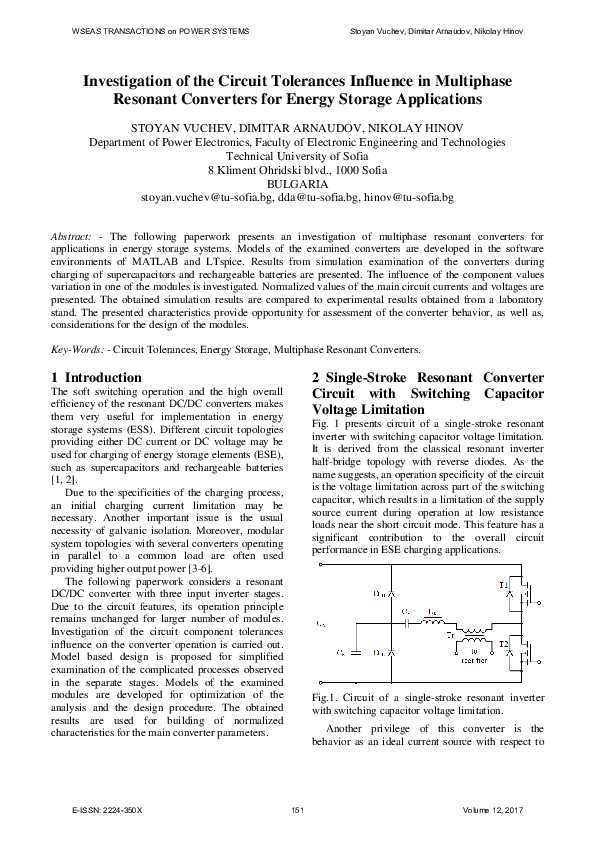 (PDF) Investigation of the Circuit Tolerances Influence in Multiphase ...