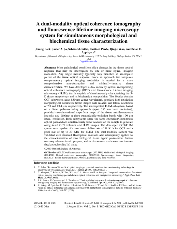 (PDF) A dual-modality optical coherence tomography and fluorescence ...
