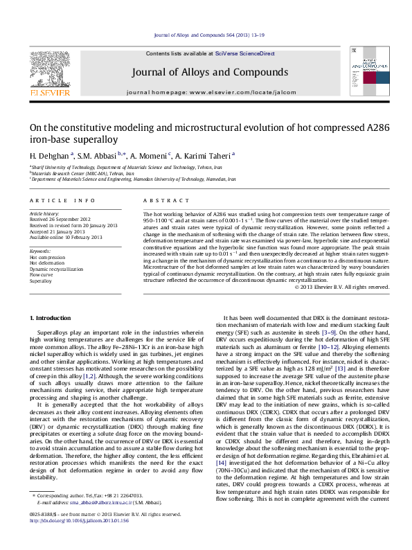 (PDF) On the constitutive modeling and microstructural evolution of hot ...
