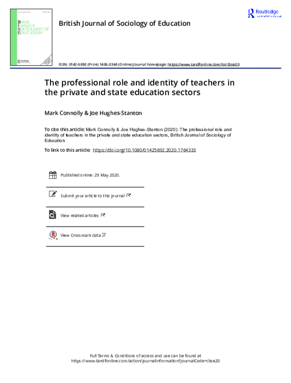 (PDF) The professional role and identity of teachers in the private and ...