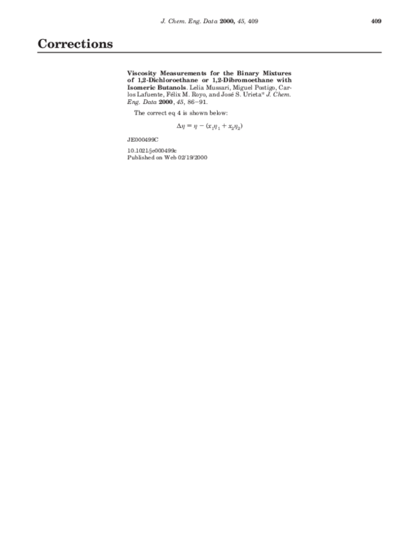 (PDF) Viscosity Measurements for the Binary Mixtures of 1,2 ...