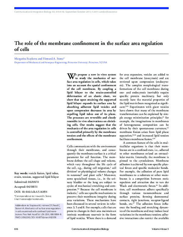(PDF) The role of the membrane confinement in the surface area ...