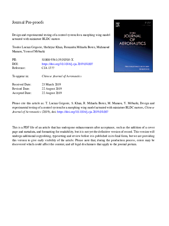 (PDF) Design and experimental testing of a control system for a ...