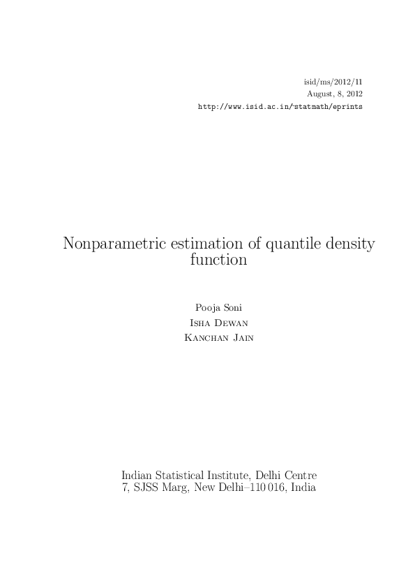 (PDF) Nonparametric estimation of quantile density function