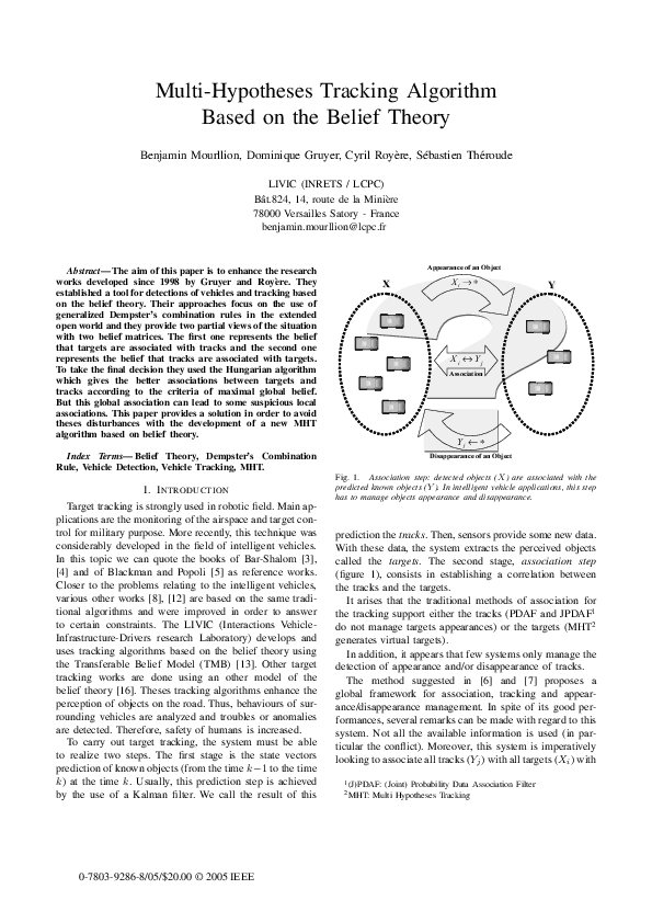 (PDF) Multi-hypotheses tracking algorithm based on the belief theory