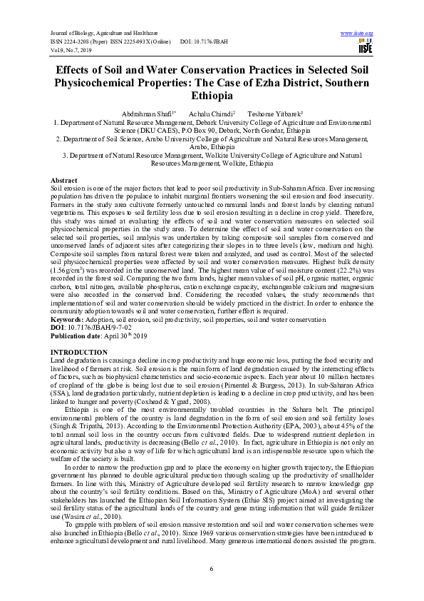 (PDF) Effects of Soil and Water Conservation Practices in Selected Soil ...