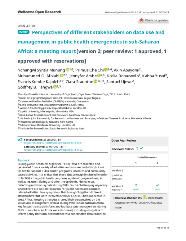 (PDF) Perspectives of different stakeholders on data use and management ...