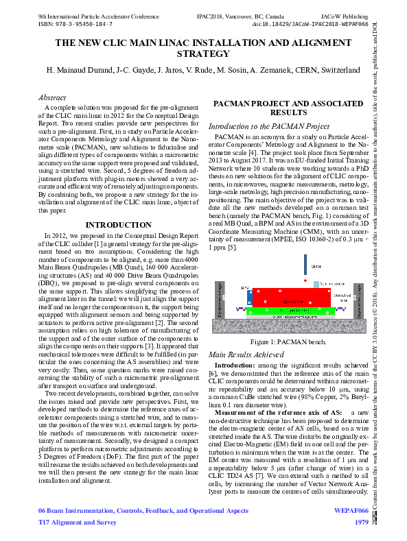 (PDF) The New CLIC Main Linac Installation and Alignment Strategy