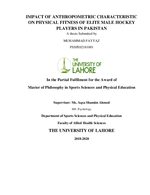 (PDF) IMPACT OF ANTHROPOMETRIC CHARACTERISTIC ON PHYSICAL FITNESS OF ...