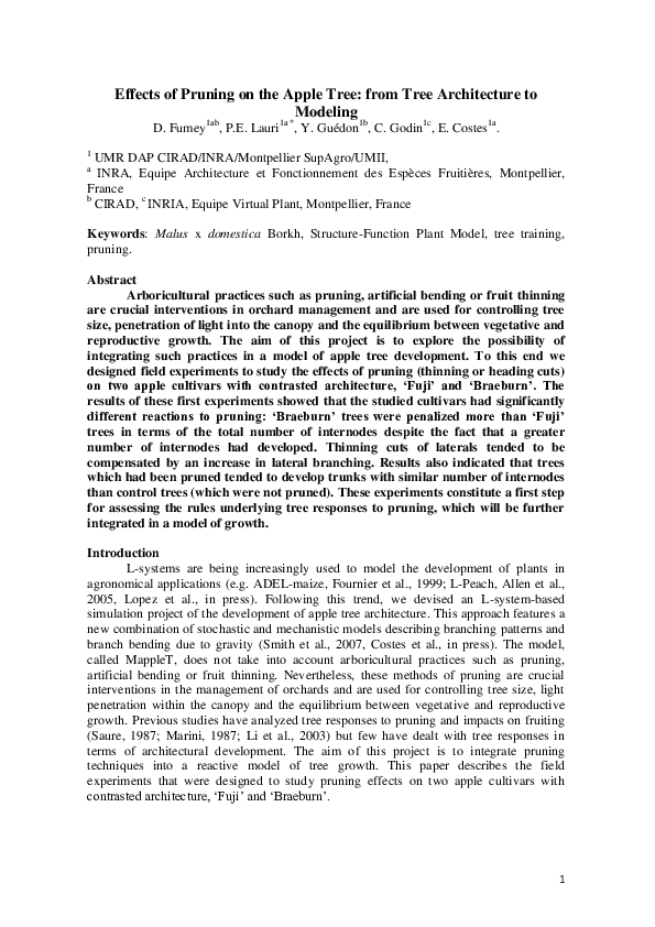 (PDF) Effects of Pruning on the Apple Tree: From Tree Architecture to ...