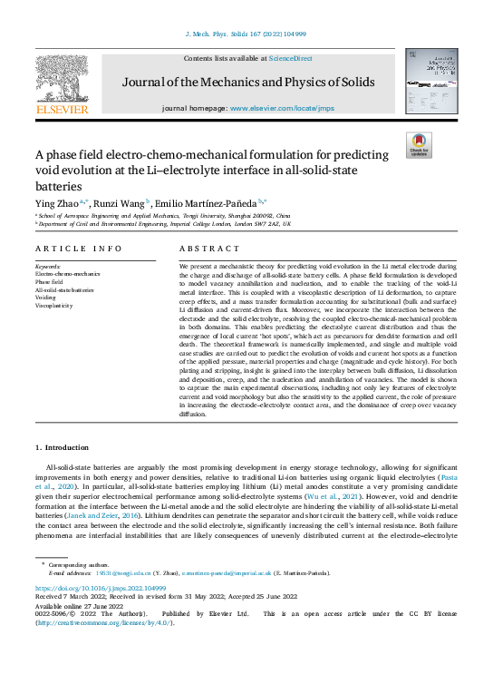 (PDF) A phase field electro-chemo-mechanical formulation for predicting ...