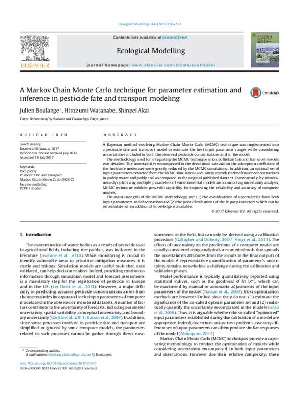 (PDF) A Markov Chain Monte Carlo technique for parameter estimation and ...