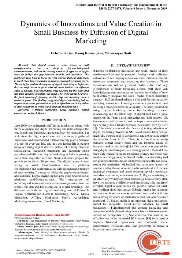 (PDF) Dynamics of Innovations and Value Creation in Small Business by ...