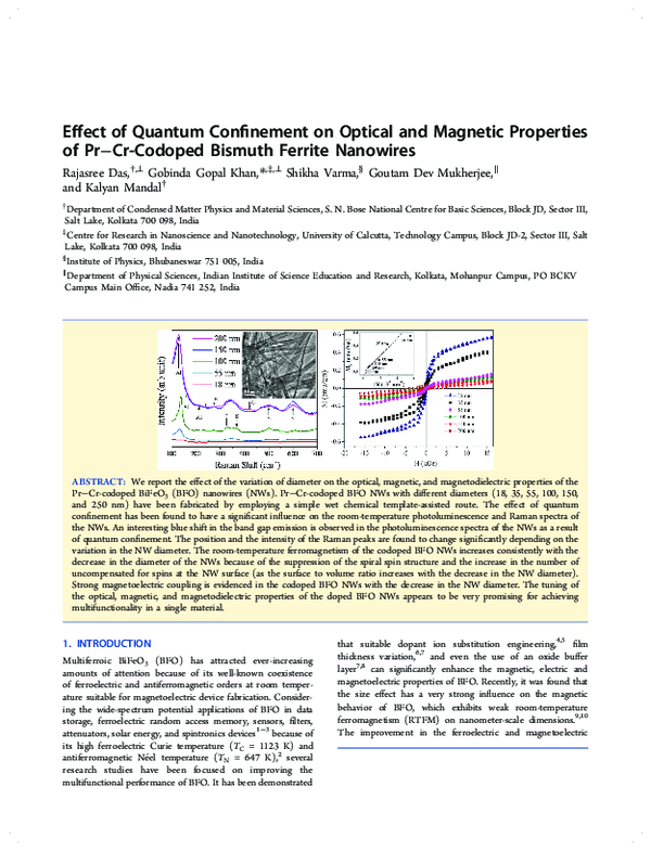 (PDF) Effect of Quantum Confinement on Optical and Magnetic Properties ...