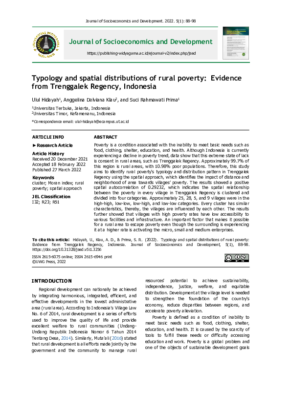 (PDF) Typology and spatial distributions of rural poverty: Evidence ...