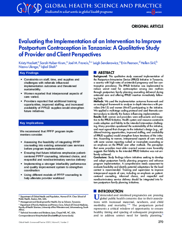 (PDF) Evaluating the Implementation of an Intervention to Improve ...